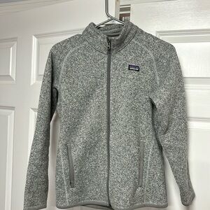 Girls’ Patagonia jacket. Gray tweed; size XL/14